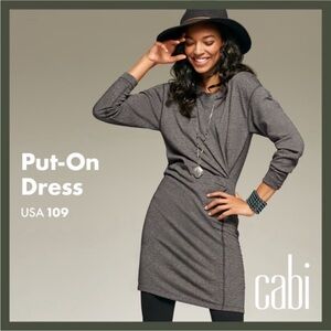 CAbi Gray Put-On Faux- Wrap Sweatshirt Long Sleeve Dress